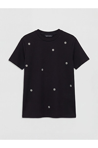 LC Waikiki عروض الموسم الجديد من GULIS GYM تي شيرت نسائي أسود برقبة دائرية وح...