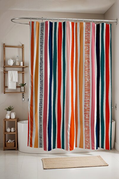 EVPANYA Perdeau de baie, Perdeau de duș Colorful Flow cu model , Perdeau pent...