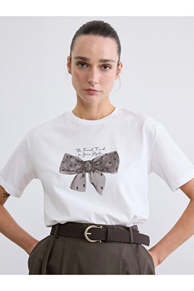 LC Waikiki عروض الموسم الجديد من GULIS GYM تي شيرت نسائي أبيض برقبة دائرية وط...