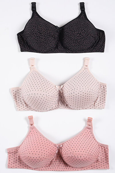 CHOCHO Kadın Dolgusuz Telsiz Dikişli Klasik Günlük 3'lü Sütyen Takımı