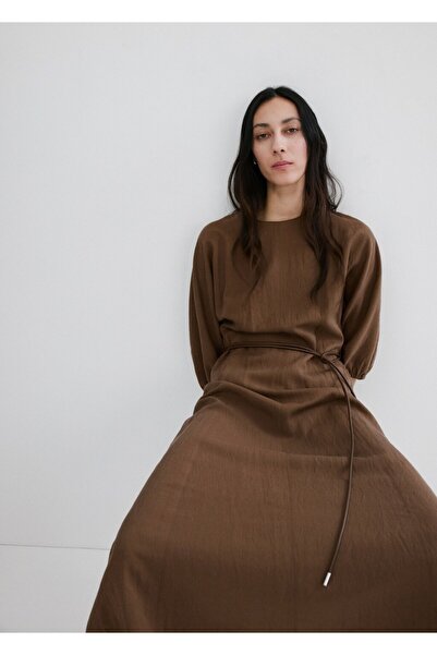 MANGO Woman Kemerli liyosel elbise