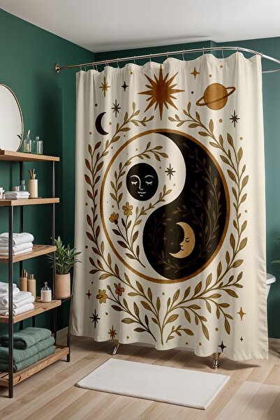 EVPANYA Завіса для ванної кімнати, завіса для душу з малюнком сонця і місяця,...