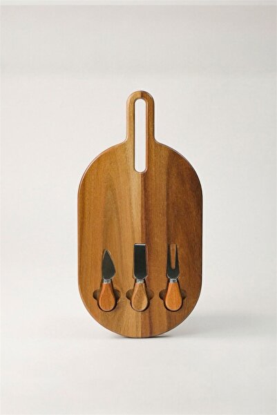 GLAMZE Bıçaklı Oval Peynir Sunum Tahtası