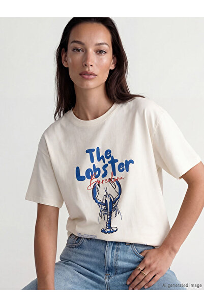 LC Waikiki Ecru Crew Neck Printed Women's T-Shirt