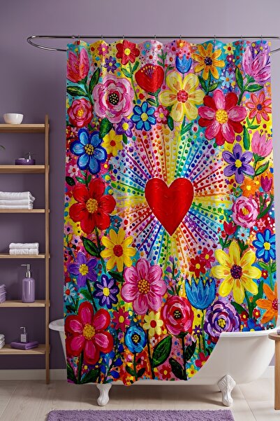 EVPANYA Bathroom Curtain, Flower Garden Patterned Shower Curtain, Bathtub Cur...