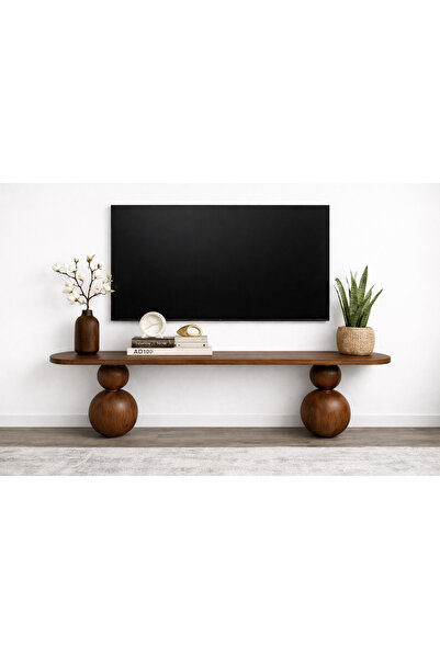 Trihome Masif Ahşap Top Ayaklı Modern TV Ünitesi Modern Tasarım 200cm