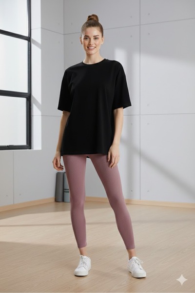 LAVİNİM Kadın Oversize Yuvarlak Yakalı T-Shirt