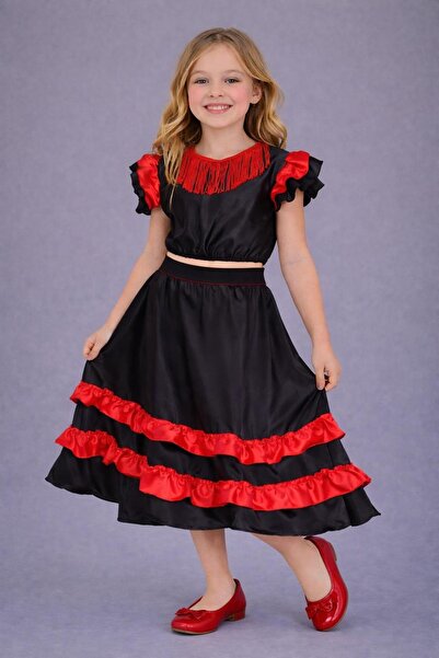 Nacar 23 Nisan 29 Ekim Gösteri Kıyafeti Fırfır Detaylı Geleneksel Kız Çocuk G...