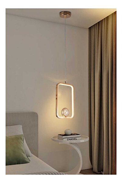 best power Modern LED Pendant Light 6581-GD with Gold Frame & Crystal Accent