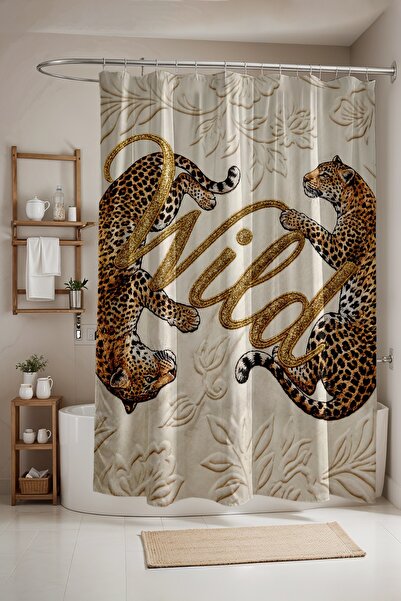 EVPANYA Perdeau de baie, perdea de duș cu model leopard, perdea pentru cadă 1...