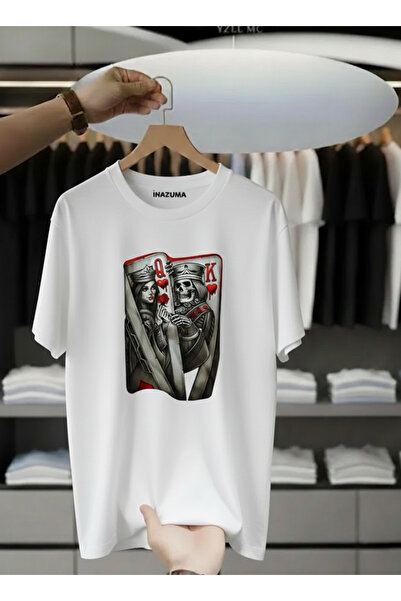 İnazuma Outdoors Unisex Oversize Printed Cotton Crew Neck Short Sleeve White ...