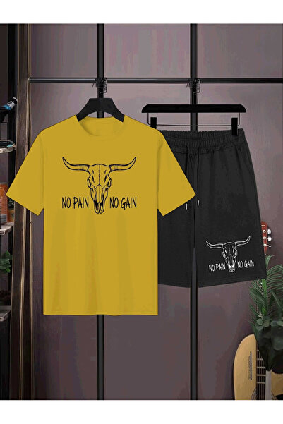 ibibik moda No paine printed oversize t-shirt shorts set