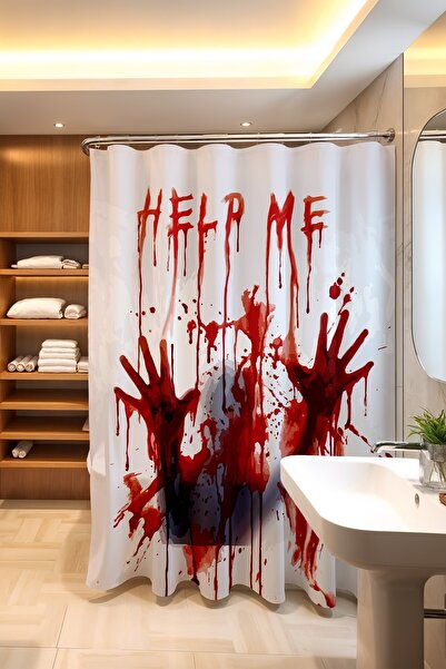 EVPANYA Bathroom Curtain, Help Me Patterned Shower Curtain, Bathtub Curtain 1...