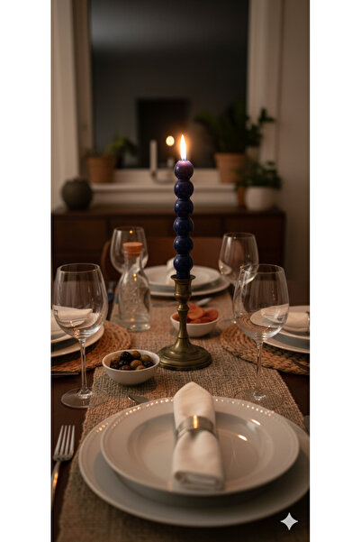 Gizemli Home Lacivert Top Şamdan Mumu