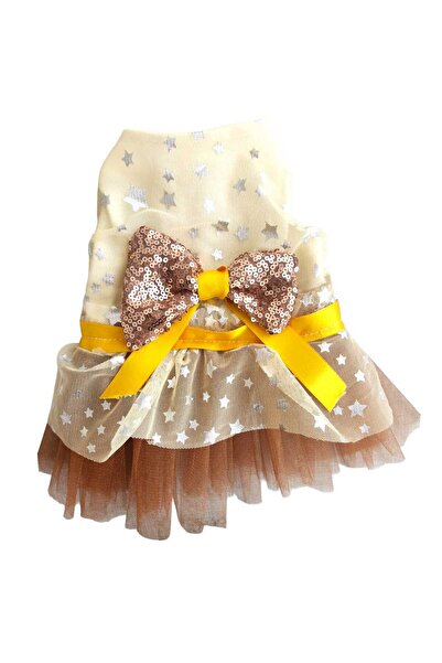 atelyu بدلة للقطط والكلاب بتفاصيل نجمية، فستان أصفر، ملابس توتو