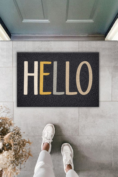 Dormot Home Modern Digital Print Doormat - Dark Premium Design with Hello Wri...