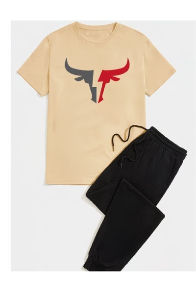 PENTHİLUS Men's T-Shirt and Pants Set - Men's Oversized T-Shirt and Pants Two...