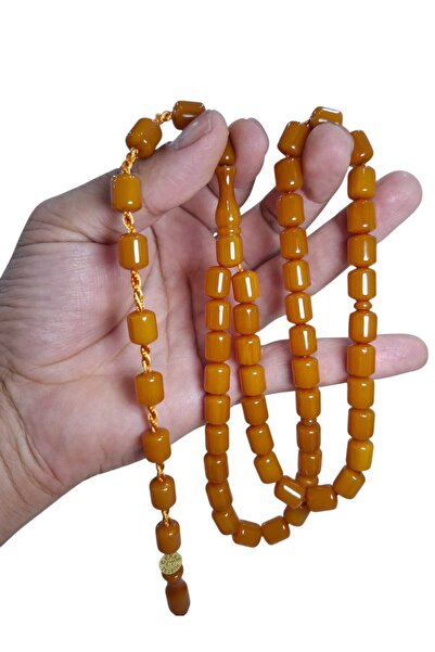 Cekke Tesbih سبحة أصلية من العنبر المضغوط 9*11 مم 45 حبة مناسبة للاستخدام اليومي