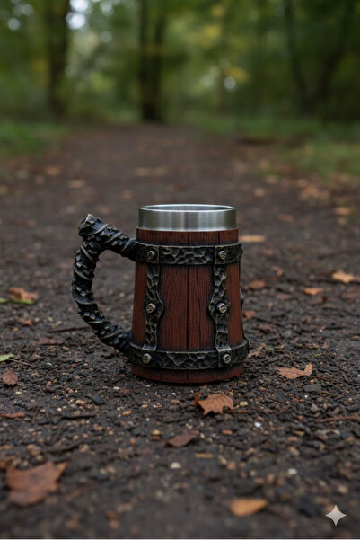 MINDA Orta Çağ Viking Tema Kupa Bardak - 600 ml Paslanmaz Çelik Bira Bardağı