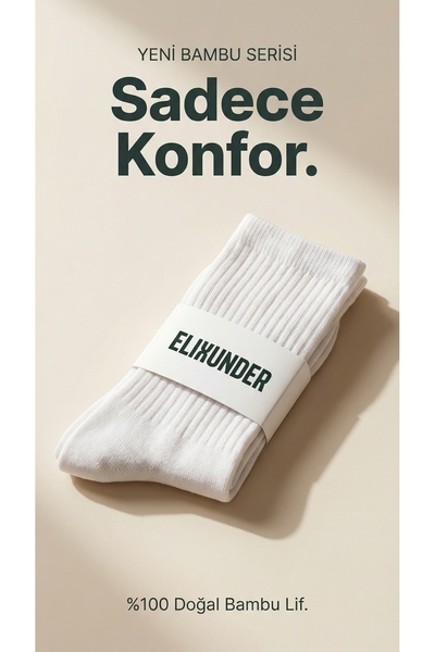 Elixunder 6 Çift unisex %100 Bambu Çorap 6'lı Extra Rahat