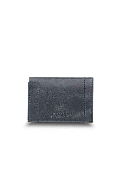 GUARD Antique Black Genuine Leather Mini Size Bi-Fold Model Men's Wallet // G...