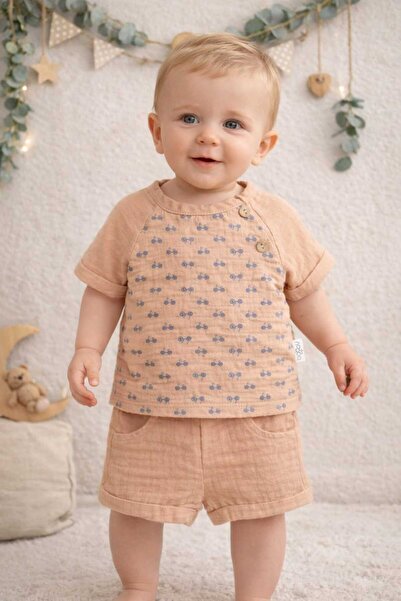krm kerem bebe New Season 100% Cotton Double Layer Muslin Fabric Bicycle Patt...