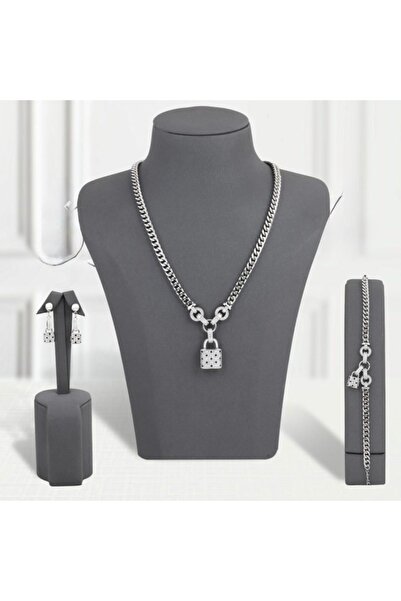 Un طقم قفل الزركون الفضي بديل الذهب