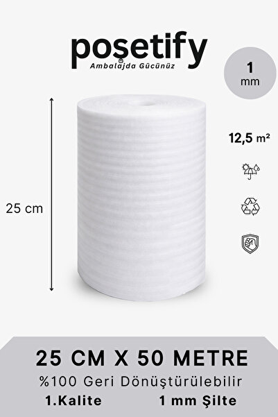 POŞETİFY 25CMX50METRE Rulo Şilte | Taşınma Tabak Arası Cam Bardak Sarma | Kor...