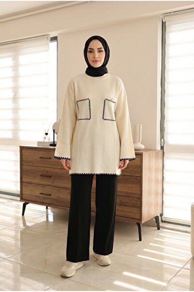 Kirazca Butik Σετ πλεκτών γυναικείων ενδυμάτων τυπικού μεγέθους κοτλέ