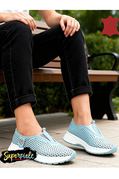 ANGEL BLUE Women's casual shoes made of natural Leather with perforated soles