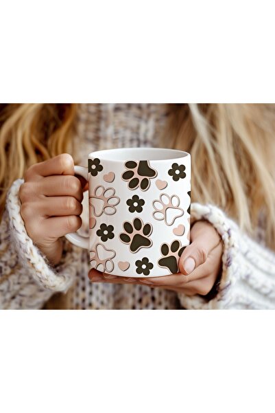 Beramussa كوب مطبوع عليه عبارة Dog Mom ونمط مخالب الكلب - كوب هدية خاص لأمهات...