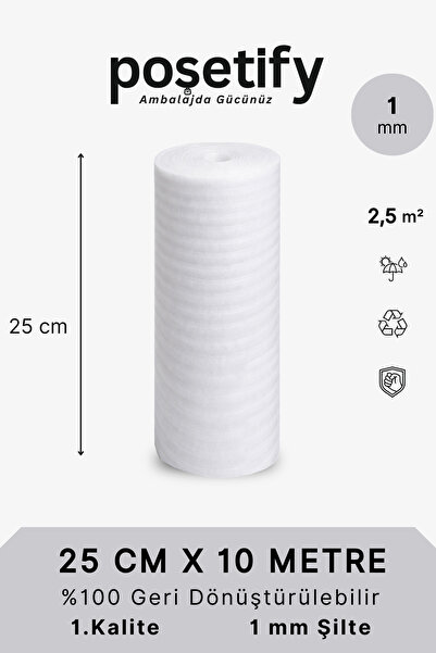 POŞETİFY 25CMX10METRE Rulo Şilte | Taşınma Tabak Arası Cam Bardak Sarma | Kor...
