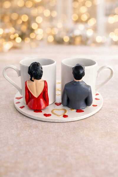 e&e süs dükkanı Husband and Wife Couple Themed Coffee Cup Model