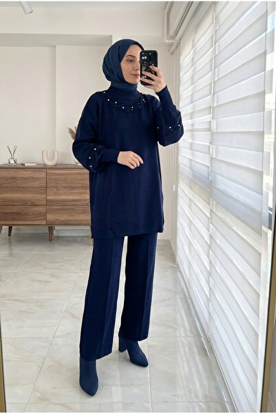 Kirazca Butik Set de tricotaje cu detalii perlate pentru femei – Croială conf...