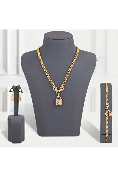 Un Gold zircon lock set, gold alternative