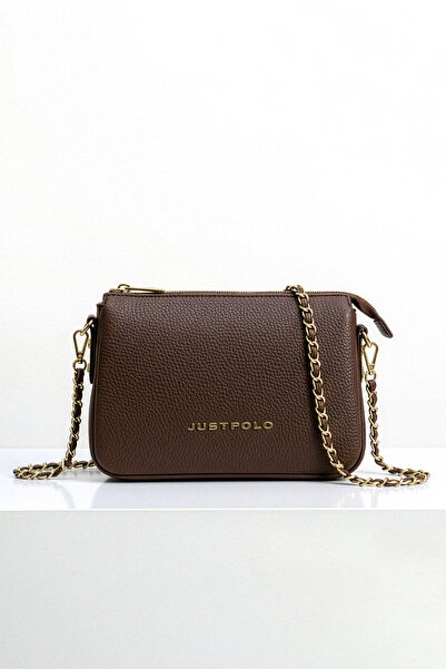 Just Polo  Kadın 3 Bölmeli Zincir Uzun Askılı Yeni Sezon Aksesuarlı El & Omuz Çantası (21x15x8 CM)