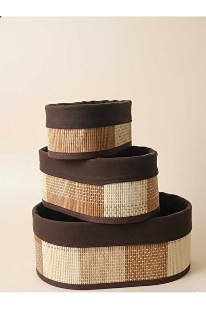 Home bambus set de coșuri organizatoare din răchită, cu trei compartimente, o...