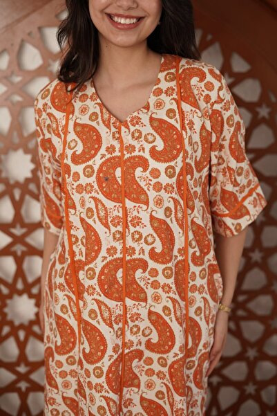 AFandina Midi jalabiya with elegant details