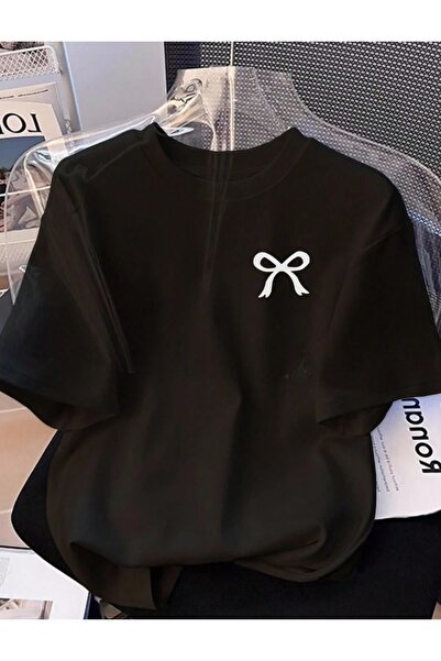 Massgai Unisex Σχέδιο Κορδέλας με τύπωμα oversized 100% Βαμβάκι Μπλουζάκι