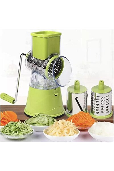 FeyzaDesign Pratik Plastik Sebze Doğrayıcı, Çevirmeli ve Vantuzlu Rende