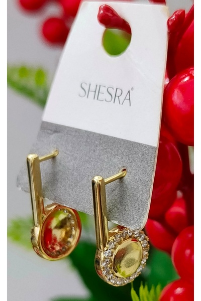shesra Vip Steel Earrings Women's Minimal Gold Zircon Stone Anti Allergic