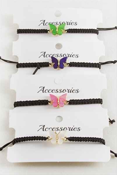 ZERO LAND Nrzsnt Kelebek Polyester Macrame Braided Bracelet (10552) - Pink