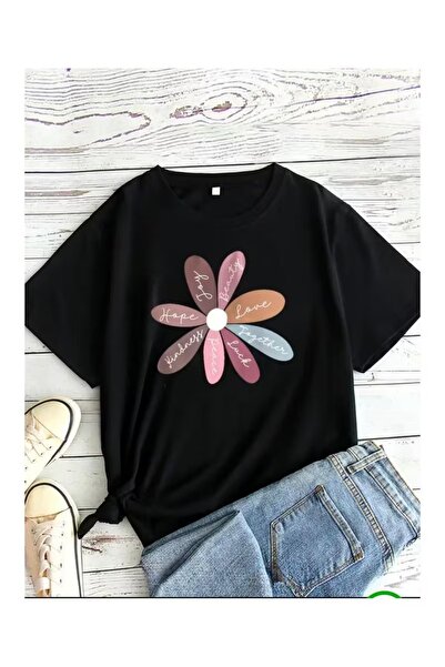 Massgai Unisex Papatya Love με τύπωμα oversized 100% Βαμβάκι T-shirt