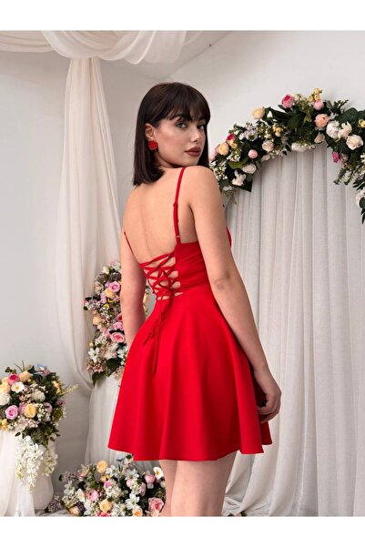 YURELİ Sırt Bağcıklı Askılı Mini Elbise