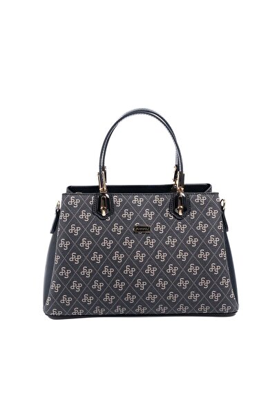 Silver Polo Silver & polo sp1253 women's handbag monogram smoke-black