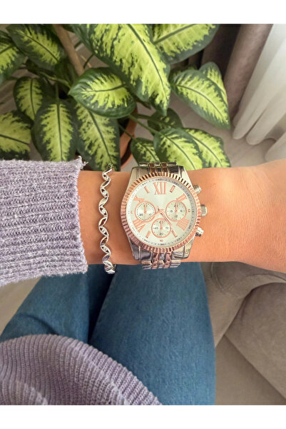 Baghes Silver-Rose Gold Roman Numeral Metal Cord Unisex Wristwatch