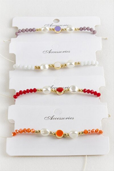 ZERO LAND Nrzsnt Enamel Pearl Crystal Macrame Rope Bracelet (10641) - White