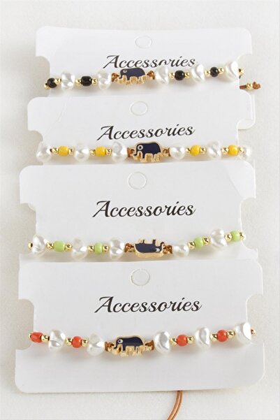 ZERO LAND Nrzsnt Elephant Bead Pearl Macrame Rope Bracelet (10329) - Black