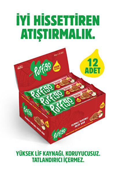 Elmalı-Tarçınlı İncir Bar – 12×40 g- Sağlıklı Atıştırmalık - Vegan