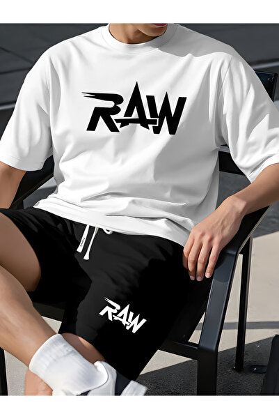ibibik moda Raw men's 2-piece set - relaxed fit t-shirt and shorts set